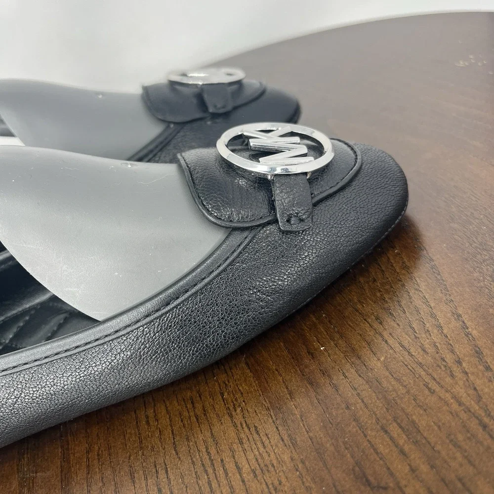 Michael Kors Lillie Shoes Women's 6.5M Black Leather Ballet Flats Ballerina Logo